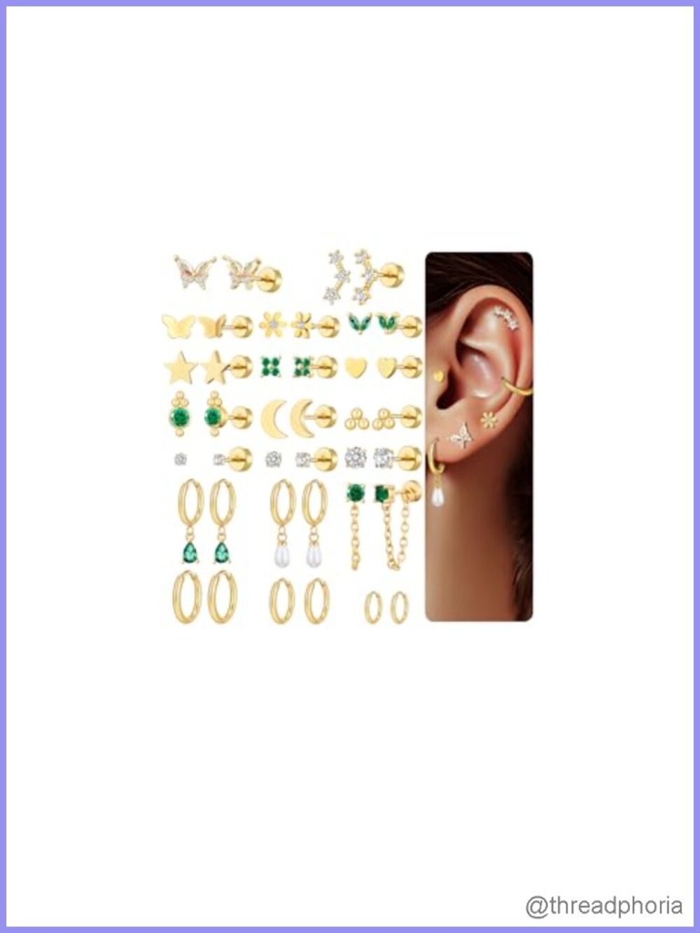 20 Pair 18K Gold Plated Stainless Steel Flat Back Earrings Hypoallergenic Screw